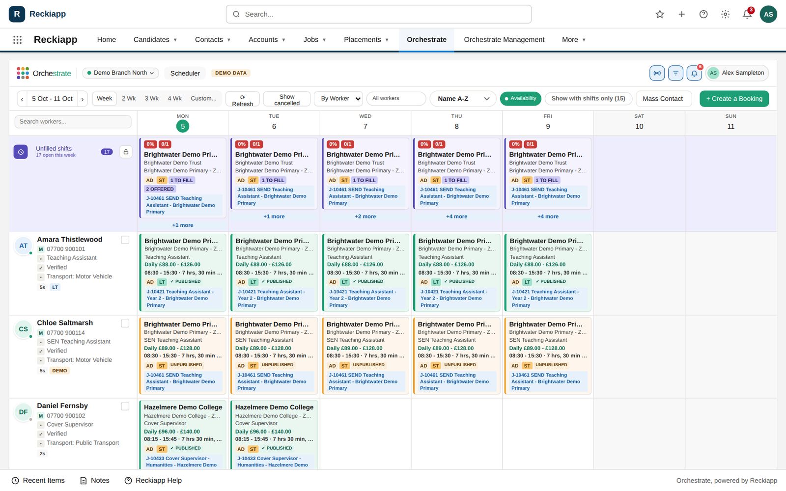 The Scheduler board - unfilled shifts pinned to the top